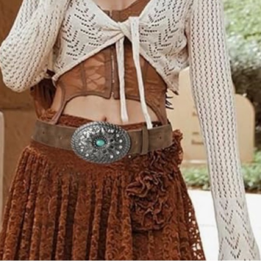 Bohemian Brown Belt with Silver Buckle